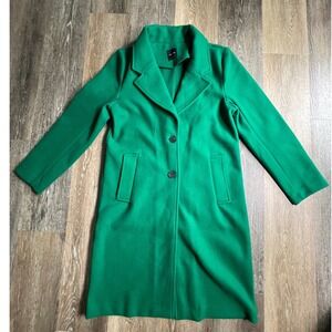 Love Tree Coat Women Large Green Longline Notched Lapel Two Button Outerwear